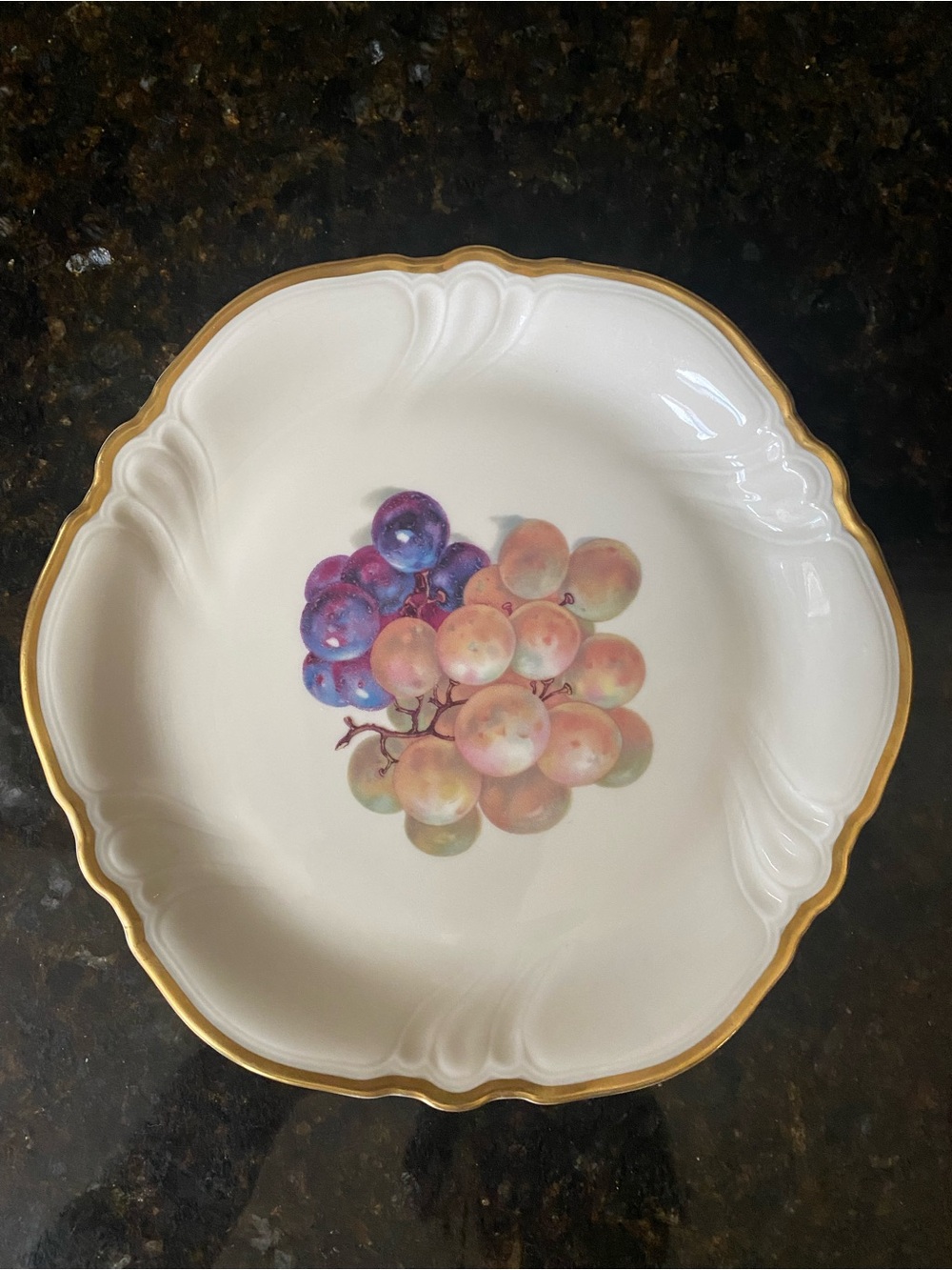 Rosenthal Porcelain Serving Bowl with Grape Motif and Gold Trim